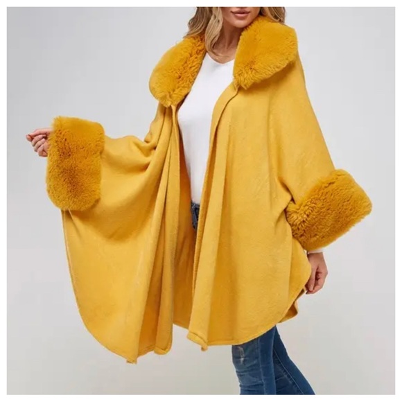 44 Absolutely Beautiful Unique Faux Fur Trin Cape Jacket Shawl - Picture 6 of 8